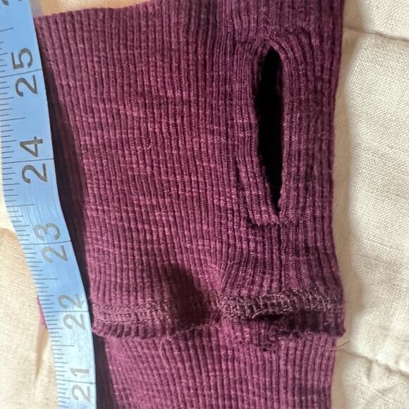 We the Free Fair Isle Embroidered Maroon Thermal Long Sleeve Top - Small - Picture 4 of 8